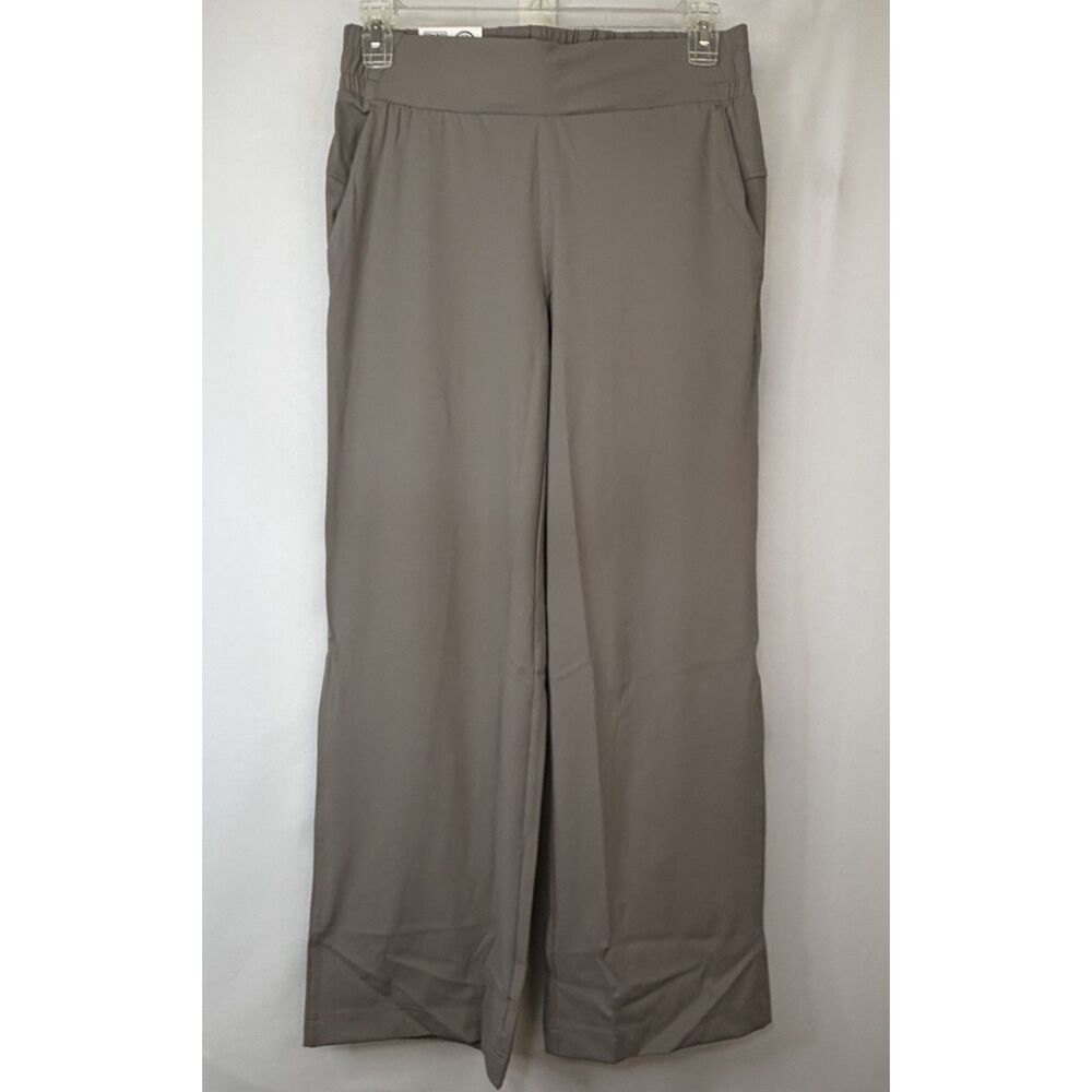Size M Member's Mark Travel Wide Leg Pants NWT Taupe Recycled Nylon Stretch